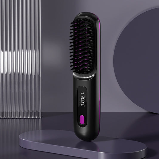 Brosse Lissante Sans Fil LCD – Rechargeable, Chauffage Céramique & Ionique